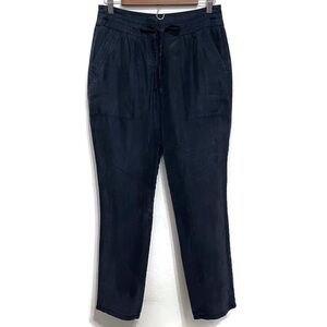 Theory 100% Silk Navy Tapered Pant Minimalist Contemporary Casual